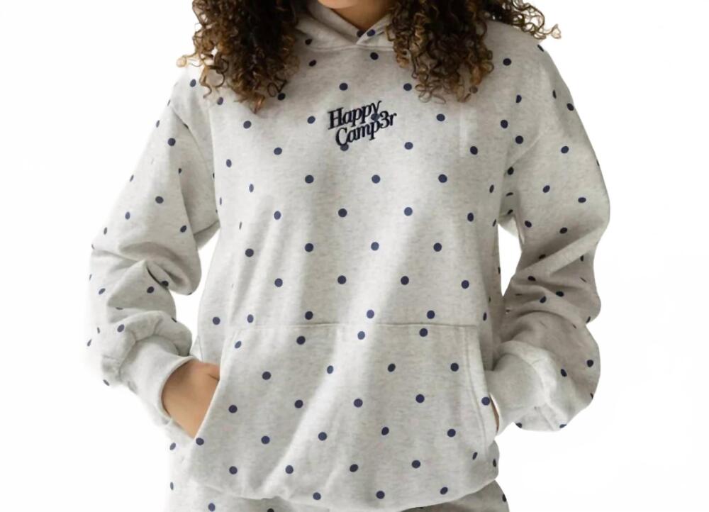 NEW THE HAPPY CAMP3R polka dot appliqué hoodie in heather grey